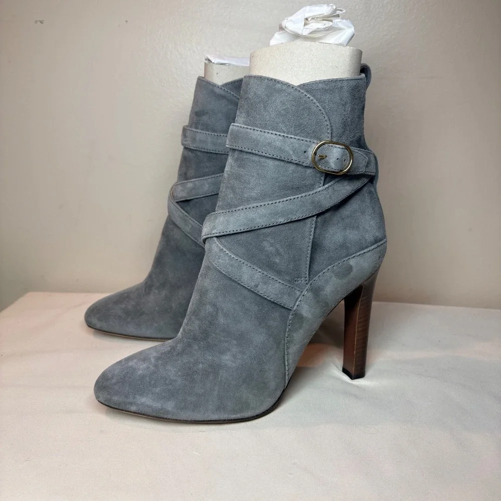 Purple Label Ralph Lauren Kourtney Gray‎ Suede Ankle Boots Italy EU 38 US 7.5-8